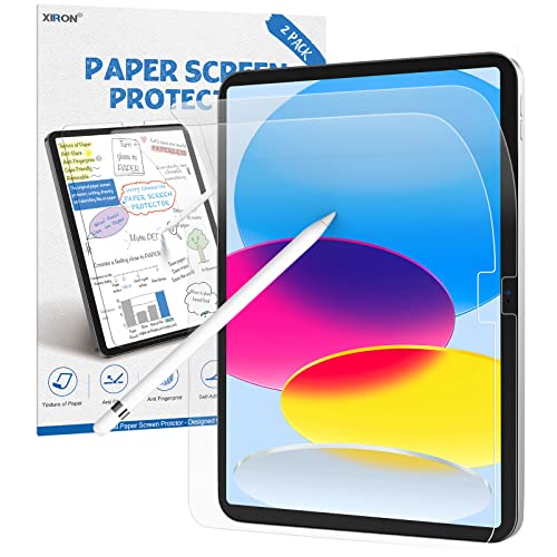 XIRON 2 Stück Papier Schutzfolie für iPad 10. Generation(2022, 10,9 Zoll), Matte Papier Folie für iPad 10,9 Zoll, zum Zeichnen, Schreiben Machen wie auf Papier, Blendfreiem, Anti Fingerabdruck von XIRON