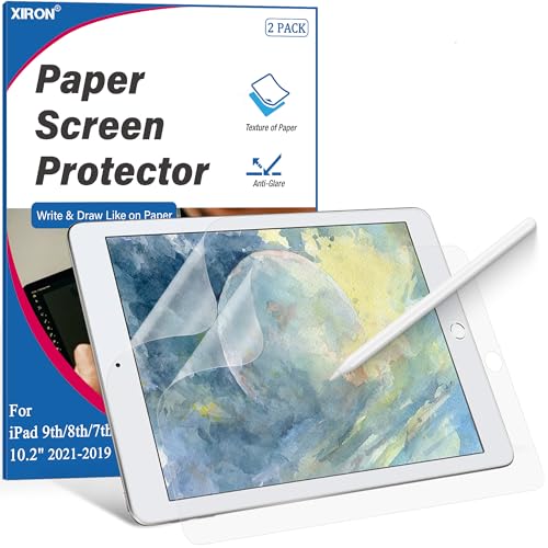 XIRON 2 Stück Papier Schutzfolie für iPad 9./8./7.Generation 10.2 Zoll (2019/2020/2021), Matte Papier folie Displayschutz Blendfreiem zum Zeichnen, Schreibe wie auf Papier von XIRON