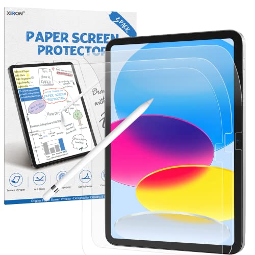 XIRON 3 Stück Papier Schutzfolie für iPad 10. Generation 10,9 Zoll 2022, Matte PET Folie Schreibfolie Displayschutz zum Zeichnen, Schreiben und Notizen machen wie auf Papier von XIRON