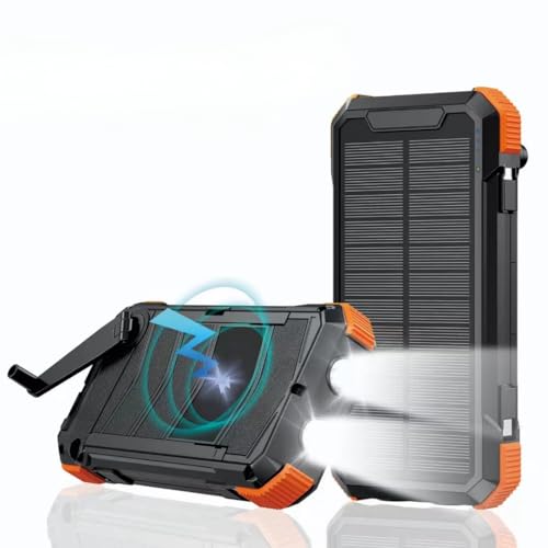 Solar Power Bank 20000MAh, Hand Cranked Power Eingebaute Kabel Drahtlose Aufladung Dual Scheinwerfer Abnehmbare Solarpanele von XITAIAN