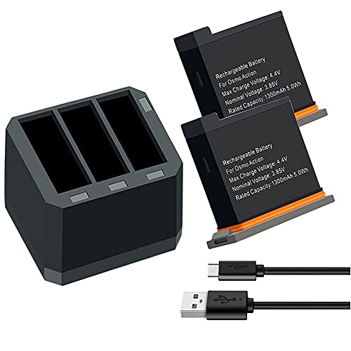 XITAIAN 2 PCS Akku Ersatz für DJI Osmo Action Camera Battery 1300mAh USB Ladegerät Ersatz für DJI Osmo Action Kamera Zubehör XITAIAN 2 PCS Akku Ersatz für DJI Osmo Action Camera Battery 1300mAh USB Ladegerät Ersatz für DJI Osmo Action Kamera Zubehör von XITAIAN
