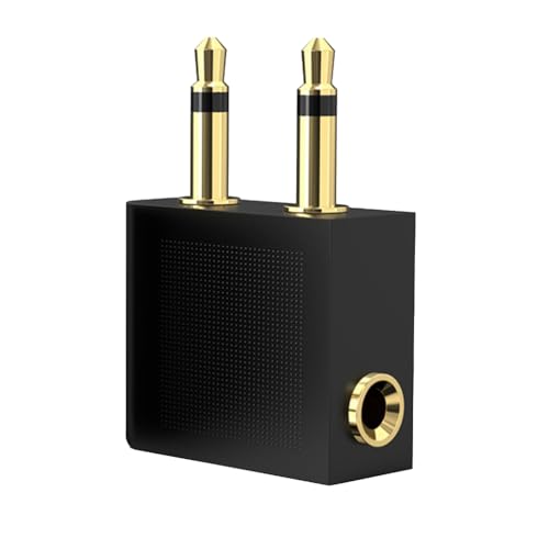 XITEA 1 zu 2 Kopfhörer Port Stecker Adapter für Flugzeug Reise 3,5mm Sound Splitter Konverter Vergoldete Stecker Edelstahl von XITEA