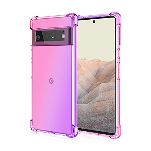 XITEN Etui für Google Pixel 6 Pro Hülle, Schlanke Soft Transparente TPU/Leichtes Schutzhülle Handyhülle, Pink/Lila von XITEN