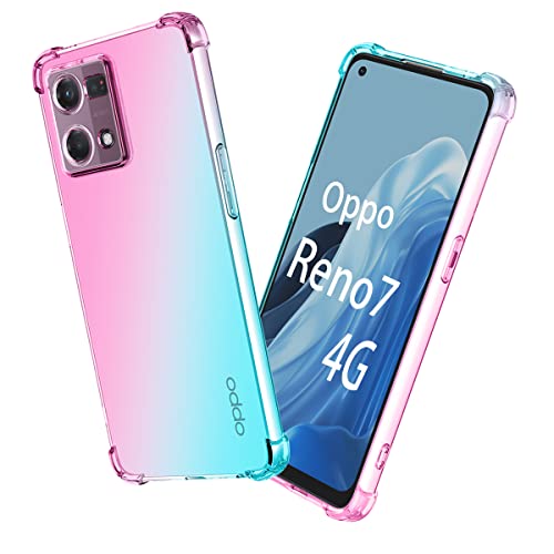 XITEN Etui für Oppo Reno 7 4G(Oppo Reno7) Hülle, Schlanke Soft Transparente TPU/Leichtes Schutzhülle Handyhülle, Pink/Grün von XITEN