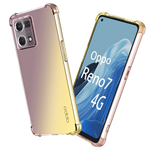 XITEN Etui für Oppo Reno 7 4G(Oppo Reno7) Hülle, Schlanke Soft Transparente TPU/Leichtes Schutzhülle Handyhülle, Schwarzes/Gold von XITEN