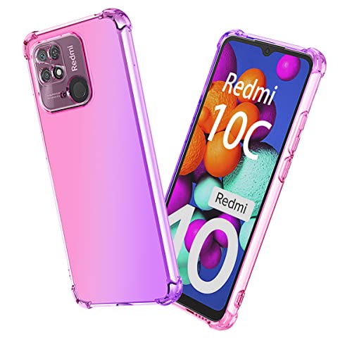 XITEN Etui für Xiaomi Redmi 10C Hülle, Schlanke Soft Transparente TPU/Leichtes Schutzhülle Handyhülle, Pink/Lila von XITEN