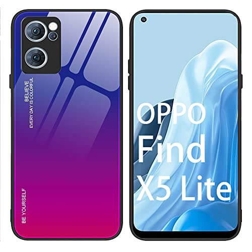 XITEN Gradient HandyHülle für Oppo Find X5 Lite Hülle, TPU Rahmen Schutzhülle aus Glas Hard Back Case Cover, 4 von XITEN