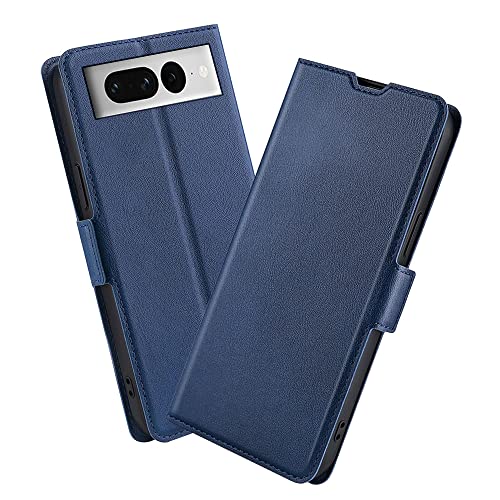 XITEN Handyhülle für Google Pixel 7 Pro Hülle, PU/TPU Retro Klappetui Schutzhülle Flip Magnetisch Telefonhülle, Blau von XITEN