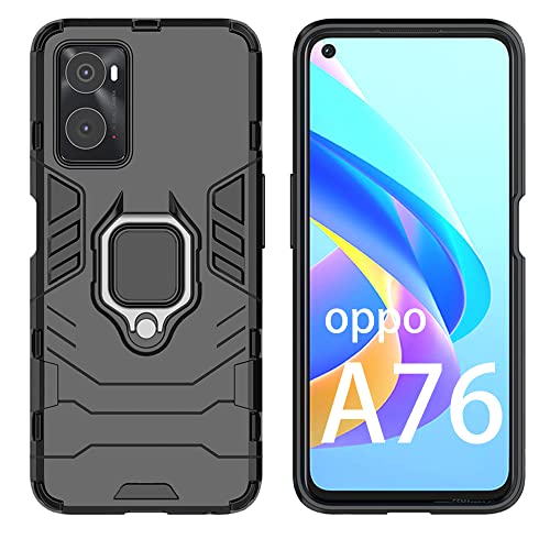 XITEN Handyhülle für Oppo A76 4G(Oppo A96 4G) Hülle, Hybride PC/TPU Schutzhülle Rüstung Telefonhülle, Schwarz von XITEN