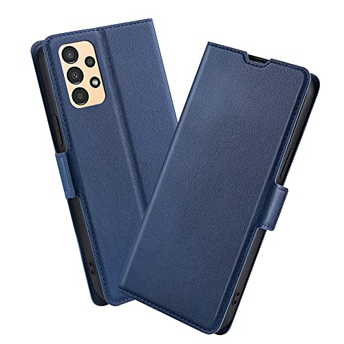 XITEN Handyhülle für Samsung Galaxy A13 4G Hülle, PU/TPU Retro Klappetui Schutzhülle Flip Magnetisch Telefonhülle, Blau von XITEN