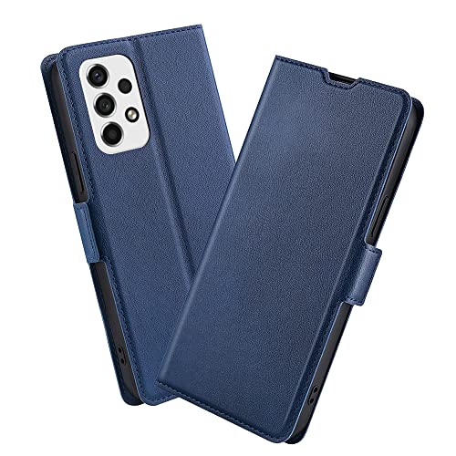 XITEN Handyhülle für Samsung Galaxy A53 5G Hülle, PU/TPU Retro Klappetui Schutzhülle Flip Magnetisch Telefonhülle, Blau von XITEN