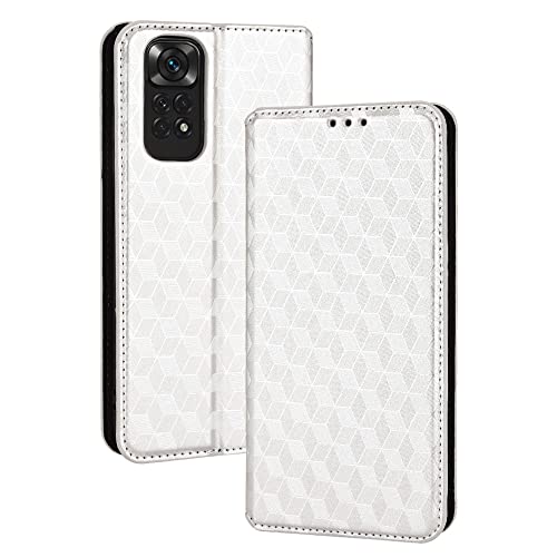 XITEN Handyhülle für Xiaomi Redmi Note 11S(Redmi Note 11 4G) Hülle, PU/TPU Klappetui Schutzhülle Flip Magnetisch Telefonhülle, Silber von XITEN