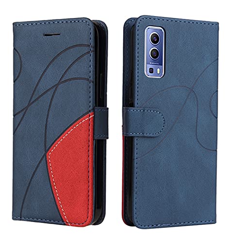 XITEN Handyhülle für vivo Y52 5G(vivo Y72 5G) Hülle, PU/TPU Retro Klappetui Stoßfeste Schutzhülle Flip Magnetisch Telefonhülle, Blau von XITEN