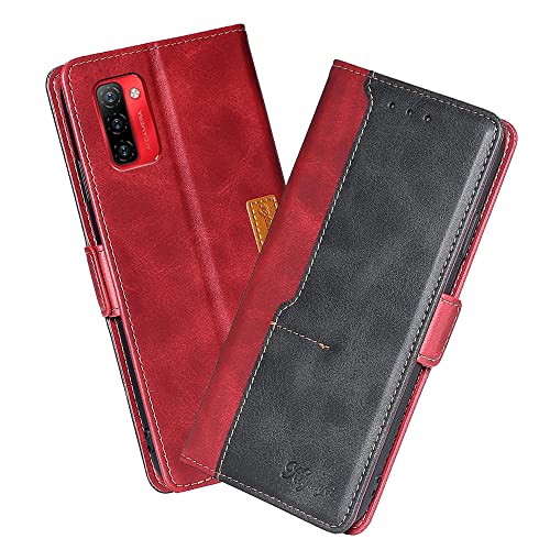 XITEN Robustes Etui für Ulefone Note 12P Hülle, PU/TPU Retro Klappetui Stoßfeste Schutzhülle Flip Handyhülle Magnetisch Telefonhülle Case Cover, Rot von XITEN