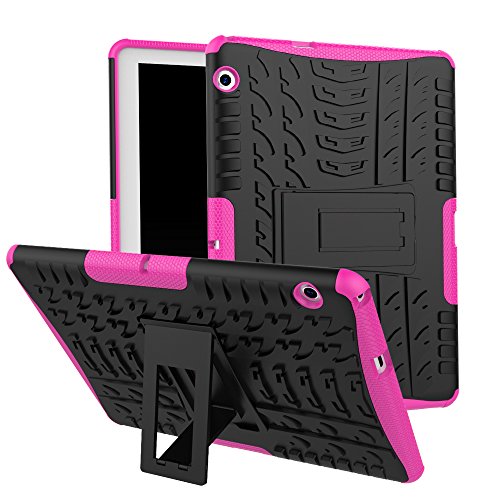 XITODA Huawei MediaPad T3 10 Hülle, Armor Style Hybrid PC + TPU Silikon Hülle Mit Stand Schutzhülle für Huawei MediaPad T3 10 (9,6 Zoll) Tablet Case Cover Tasche - Hot Pink von XITODA