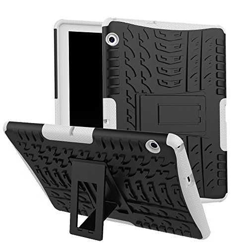 XITODA Huawei MediaPad T3 10 Hülle, Armor Style Hybrid PC + TPU Silikon Hülle Mit Stand Schutzhülle für Huawei MediaPad T3 10 (9,6 Zoll) Tablet Case Cover Tasche - Weiß von XITODA