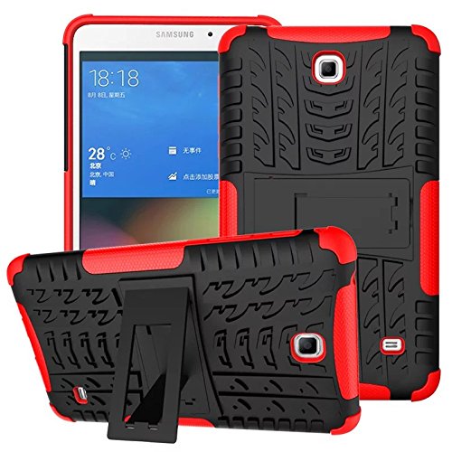XITODA Hülle für Samsung Galaxy Tab 4 7.0, Hybrid TPU Silikon & Schwer PC Cover Schutzhülle für Samsung Galaxy Tab 4 7.0 SM-T230/T231/T235 Tablet Case Hülle mit Kickstand/Stand - Rot von XITODA