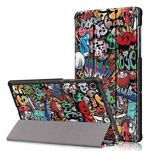 XITODA Schutzhülle für Lenovo Tab M10 HD (2nd Gen) TB-X306F/TB-X306X, PU-Leder Flip Cover mit Standfunktion für Lenovo Tab M10 HD 2nd Gen 10,1 Zoll Modell 2020 Tablet, Graffiti von XITODA