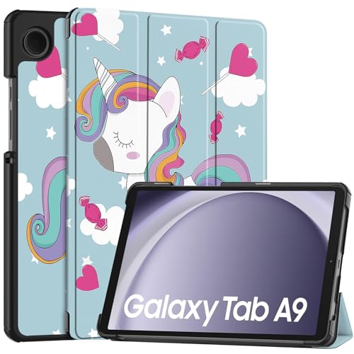 XITODA Schutzhülle für Samsung Galaxy Tab A9 2023 (SM-X110/SM-X115/SM-X117) 8,7 Zoll, Flip Cover aus Leder, Schutz mit Stand & Schlaf/Weckfunktion, Einhorn von XITODA