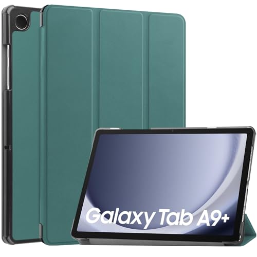 XITODA Schutzhülle für Samsung Galaxy Tab A9 Plus / A9+ (SM-X210/X216/X218) 11 Zoll - PU Leder Flip Cover mit Stand & Schlaf/Weckfunktion, Dunkelgrün von XITODA