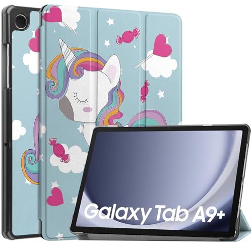 XITODA Schutzhülle für Samsung Galaxy Tab A9 Plus / A9+ (SM-X210/X216/X218) 11 Zoll - PU Leder Flip Cover mit Stand & Schlaf/Weckfunktion, Einhorn von XITODA