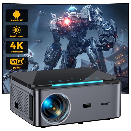 Beamer【Android TV】 XIWBSY 20000 Lumen Beamer 4K Heimkino, 5G WiFi Bluetooth Beamer LED Beamer 300" Display, Beamer Android YouTube, Netflix, LED Outdoor Projektor von XIWBSY