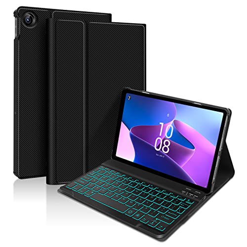 XIWMIX Lenovo Tab M10 Plus Tastaturhülle mit Hintergrundbeleuchtung, 10,6 Zoll 3. Generation 2022, schlanke Hülle, leichte Smart-Tablet-Hülle mit magnetisch abnehmbarer kabelloser Bluetooth-Tastatur für Lenovo Tab M10 Plus 10,6 Zoll von XIWMIX