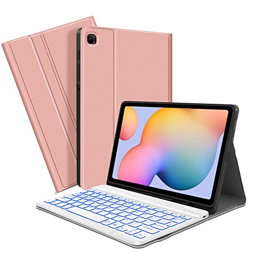 XIWMIX Tastatur mit Hintergrundbeleuchtung für Samsung Galaxy Tab S6 Lite 10,4 Zoll Tablet 2022/2020 (SM-P610/P613/P615/P619) UK-Layout, Smart Cover mit abnehmbarer kabelloser Tastatur eingebautem von XIWMIX