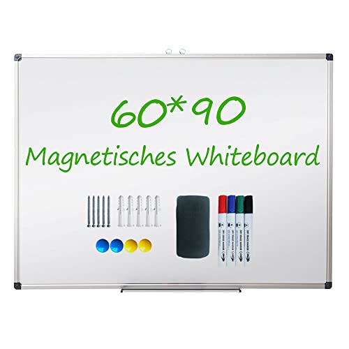 XIWODE Whiteboard magnetisch, Whiteboard 90x60 magnetisch, Tafel, Magnettafel whiteboards, Alurahmen, für Büro, Gewerbe und Privat von XIWODE