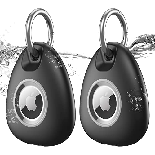 [2 Stück] AirTag Schlüsselanhänger Halter Hülle Wasserdicht [360 Grad Ganzkörper stoßfest] [Ultralanglebig] [Staubdicht] [AntiKratz] IP68 UnterwasserAirTag Hülle für HundKatzeGepäckSchlüssel von XIWXI
