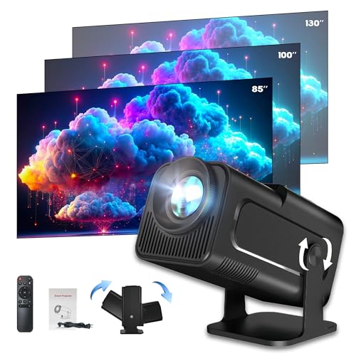 Mini Projektor mit Android 11,1280*720P 4K Full HD Tragbar 180°Rotatable beamer,Autofokus Keystone Smart Projector mit WIFI6 & BT5 für Telefon/TV Stick/Laptop,130"Bildschirm Projektionsdisplay,schwarz von XIXIMENG