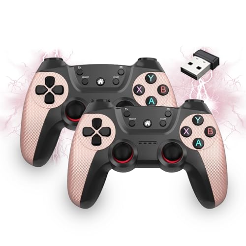 XIXIMENG USB Doppeltes Kabelloses Controller für Multiplayer, für Linux/Android-Telefon für Game Box/Game Stick/Windows PC/TV Box/Android,Plug & Play 2,4G Gamepad mit Hall-Effekt Joysticks (Rosa Rosa) von XIXIMENG
