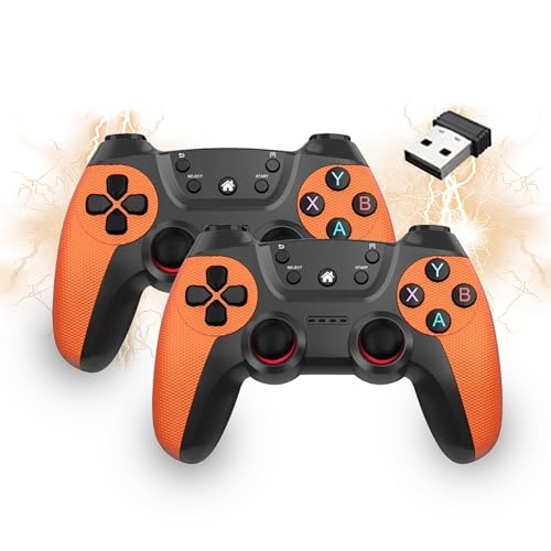 XIXIMENG USB Doppeltes Kabelloses Controller für Multiplayer, für Linux/Android-Telefon für Game Box/Game Stick/Windows PC/TV Box/Android,Plug & Play 2,4G Gamepad mit Hall-Effekt Joysticks (Orange) von XIXIMENG