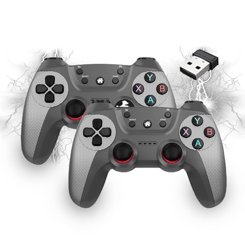 XIXIMENG USB Doppeltes Kabelloses Controller für Multiplayer, für Linux/Android-Telefon für Game Box/Game Stick/Windows PC/TV Box/Android,Plug & Play 2,4G Gamepad mit Hall-Effekt Joysticks (Silber) von XIXIMENG