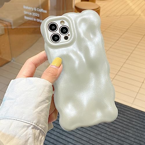 XIZYO Glitzer Hülle für iPhone 12 Pro, Niedliche Einfarbig Lockige Wellenform Weiche TPU Handyhülle, für Mädchen Frauen Aesthetic Design Silikon Schlanke Bling Stoßfest Schutzhülle, Weiß von XIZYO