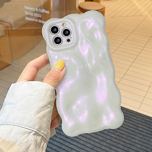 XIZYO Glitzer Hülle für iPhone 14 Pro Max, Niedliche Einfarbig Lockige Wellenform Weiche TPU Handyhülle, für Mädchen Frauen Aesthetic Design Silikon Schlanke Bling Stoßfest Schutzhülle, Rosa von XIZYO