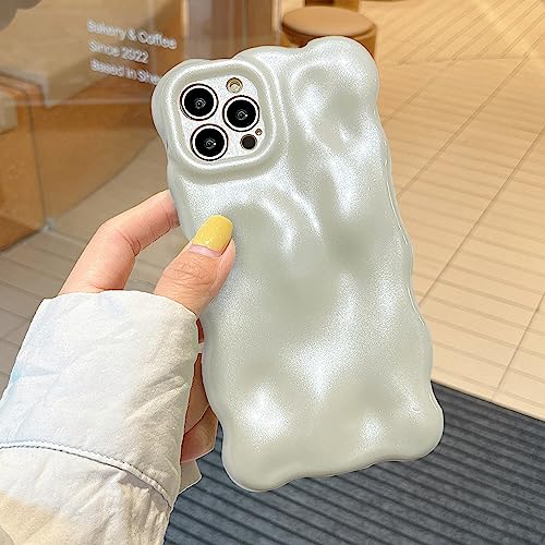 XIZYO Glitzer Hülle für iPhone 15 Pro, Niedliche Einfarbig Lockige Wellenform Weiche TPU Handyhülle, für Mädchen Frauen Aesthetic Design Silikon Schlanke Bling Stoßfest Schutzhülle, Weiß von XIZYO