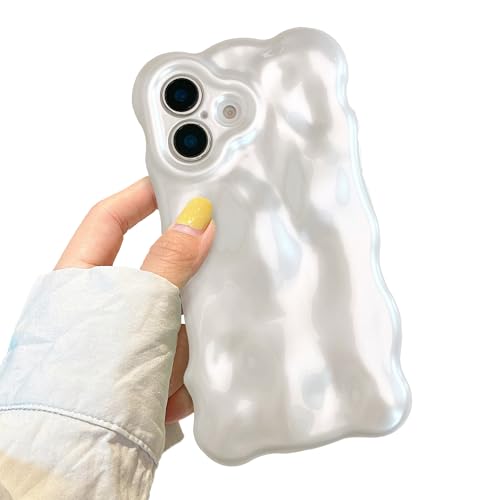 XIZYO Glitzer Hülle für iPhone 16, Niedliche Einfarbig Lockige Wellenform Weiche TPU Stoßstange Handyhülle, für Mädchen Frauen Aesthetic Design Silikon Schlanke Bling Stoßfest Schutzhülle, Weiß XIZYO Glitzer Hülle für iPhone 16, Niedliche Einfarbig Lockige Wellenform Weiche TPU Stoßstange Handyhülle, für Mädchen Frauen Aesthetic Design Silikon Schlanke Bling Stoßfest Schutzhülle, Weiß von XIZYO