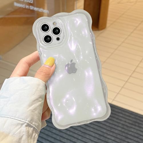 XIZYO Transparente Glitzer Hülle für iPhone 15 Pro, Niedliche Lockige Wellenform Weiche TPU Handyhülle, für Mädchen Frauen Aesthetic Design Silikon Schlanke Bling Stoßfest Schutzhülle, Rosa von XIZYO