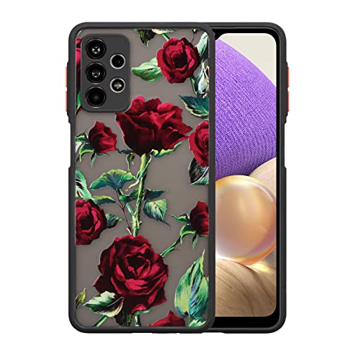 XIZYO Hülle für Samsung Galaxy A33 5G, Transparent Matt Rose Floral Blume Muster Stoßfeste Handyhülle, Weiche TPU Stoßstange Schutzhülle, Rot von XIZYO
