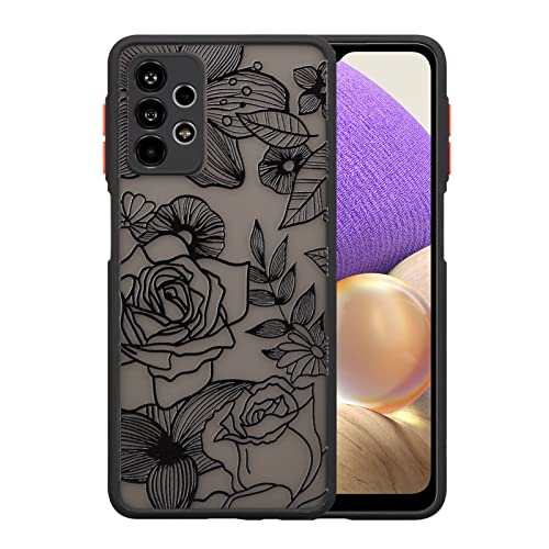 XIZYO Hülle für Samsung Galaxy A33 5G, Transparent Matt Rose Floral Blume Muster Stoßfeste Handyhülle, Weiche TPU Stoßstange Schutzhülle, Schwarz von XIZYO