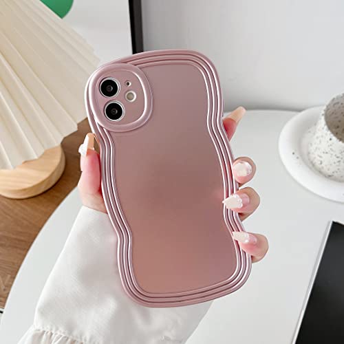 XIZYO Hülle für iPhone 11, Niedlich Einfarbig Lockige Wellenformrahmen Silikon Stoßfeste Handyhülle, für Frauen Mädchen Schlanke Weiche TPU Vollkamera Objektiv Schutzhülle, Galvanik Rosa von XIZYO