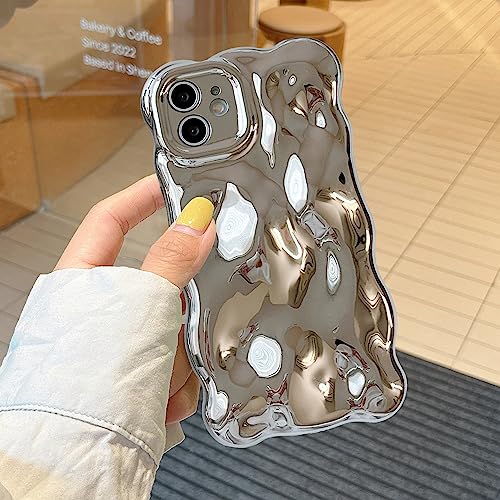 XIZYO Hülle für iPhone 11 6,1 Zoll, Niedliche Einfarbig Lockige Wellenform Weiche TPU Stoßstange Handyhülle, für Mädchen Frauen Aesthetic Design Silikon Schlanke Stoßfest Schutzhülle, Silber von XIZYO