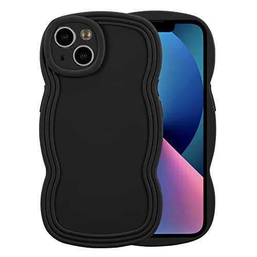 XIZYO Hülle für iPhone 14 Plus, Niedlich Einfarbig Lockige Wellenformrahmen Silikon Stoßfeste Handyhülle, für Frauen Mädchen Schlanke Weiche TPU Vollkamera Objektiv Schutzhülle, Schwarz XIZYO Hülle für iPhone 14 Plus, Niedlich Einfarbig Lockige Wellenformrahmen Silikon Stoßfeste Handyhülle, für Frauen Mädchen Schlanke Weiche TPU Vollkamera Objektiv Schutzhülle, Schwarz von XIZYO