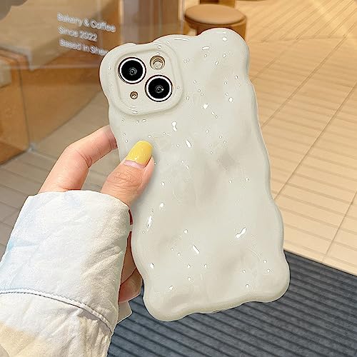 XIZYO Hülle für iPhone 15 Plus, Niedliche Einfarbig Lockige Wellenform Weiche TPU Stoßstange Handyhülle, für Mädchen Frauen Aesthetic Design Silikon Schlanke Stoßfest Schutzhülle, Weiß von XIZYO