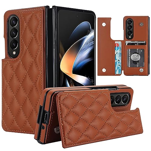 XIZYO Leder Brieftasche Hülle für Samsung Galaxy Z Fold 3 mit Kartenhalter, Magnetisch Klappbare Luxus Schutzhülle [Standfunktion], für Frauen Mädchen Niedlich Stoßfeste Handyhülle, Braun von XIZYO