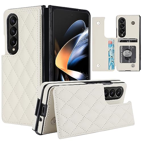 XIZYO Leder Brieftasche Hülle für Samsung Galaxy Z Fold 3 mit Kartenhalter, Magnetisch Klappbare Luxus Schutzhülle [Standfunktion], für Frauen Mädchen Niedlich Stoßfeste Handyhülle, Weiß von XIZYO