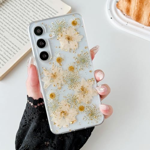 XIZYO Schutzhülle für Samsung Galaxy S25 Plus, süßes Blumen-Design, klar, Gänseblümchen, ästhetisch, getrocknete Blumen, Damen, Mädchen, Glitzer, schlank, TPU, Stoßfest, Schutzhülle für S25 Plus, Weiß XIZYO Schutzhülle für Samsung Galaxy S25 Plus, süßes Blumen-Design, klar, Gänseblümchen, ästhetisch, getrocknete Blumen, Damen, Mädchen, Glitzer, schlank, TPU, Stoßfest, Schutzhülle für S25 Plus, Weiß von XIZYO