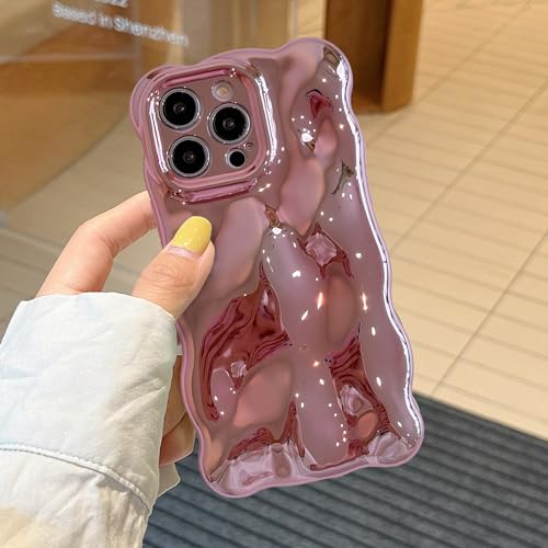 XIZYO Hülle für iPhone 12 Pro Max, Niedliche Einfarbig Lockige Wellenform Weiche TPU Stoßstange Handyhülle, für Mädchen Frauen Aesthetic Design Silikon Schlanke Stoßfest Schutzhülle, Rosa von XIZYO