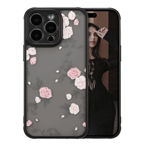 XIZYO Schutzhülle für iPhone 14 Pro, Blumen-Rose, niedliche Handyhülle für Frauen und Mädchen, ästhetisches Muster, schmal, TPU, Stoßfest, Schutzhülle für iPhone 14 Pro, Rosa Rose/Schwarz XIZYO Schutzhülle für iPhone 14 Pro, Blumen-Rose, niedliche Handyhülle für Frauen und Mädchen, ästhetisches Muster, schmal, TPU, Stoßfest, Schutzhülle für iPhone 14 Pro, Rosa Rose/Schwarz von XIZYO